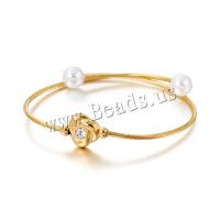 Stainless Steel Bangle plated adjustable & for woman & with rhinestone 8mm Inner Approx Sold By PC