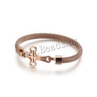 Bracelet en acier inoxydable, croix, Placage, pour femme, plus de couleurs à choisir, 6mm, Diamètre intérieur:Environ 59mm, Vendu par PC