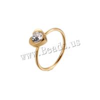 Cubic Zirconia Stainless Steel Finger Ring Heart plated & micro pave cubic zirconia & for woman 1.40mm Sold By PC