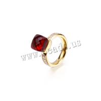 Stainless Steel Finger Ring gold color plated & micro pave cubic zirconia & for woman 4mm Sold By PC