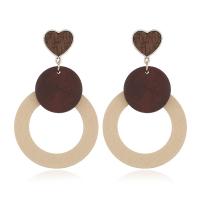 Wood Earring Stainless Steel gold color plated for woman Sold By Pair