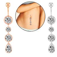 Stainless Steel Belly Ring micro pave cubic zirconia & for woman Sold By PC