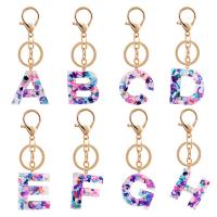 Schlüsselanhänger, Harz, mit Zinklegierung, Alphabet-Buchstabe, goldfarben plattiert, Buchstaben sind von A bis Z & für Frau, keine, 112x30mm, verkauft von PC