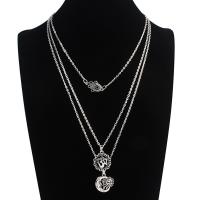 Multi Layer Necklace Zinc Alloy antique silver color plated three layers & vintage & rolo chain & for woman nickel lead & cadmium free 17mm 20mm Sold Per Approx 22 Inch Strand