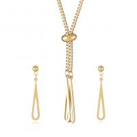 Fashion Stainless Steel Jewelry Sets, gold color plated, adjustable & box chain & for woman, 28x5mm,34x5mm, Length:Approx 23.6 Inch, Sold By Set