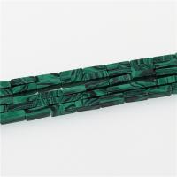 малахит Бусины, Прямоугольная форма, полированный, DIY, зеленый, 4x13mm, длина:Приблизительно 15.35 дюймовый, 5пряди/Лот, продается Лот