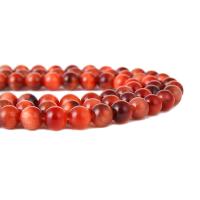 Tiger Eye Beads, Runde, du kan DIY & forskellig størrelse for valg, rødligorange, Solgt Per Ca. 15 inch Strand