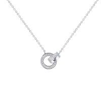 925 Sterling Silver Necklaces platinum plated rolo chain & micro pave cubic zirconia & for woman Sold Per Approx 17.7 Inch Strand