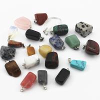 Gemstone Pendants Jewelry Natural Stone with Zinc Alloy fashion jewelry & DIY 30mm-55mm Sold By Lot