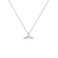 Cubic Zircon Micro Pave Brass Necklace, Cupronickel, Mermaid tail, platinum color plated, oval chain & micro pave cubic zirconia, platinum color, nickel, lead & cadmium free, Sold Per Approx 17.72 Inch Strand