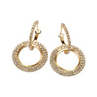 Huggie Hoop Drop Earring Copper Alloy Donut plated with rhinestone Sold By Pair