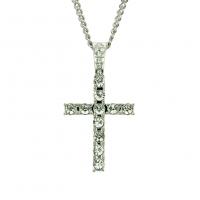Zinc Alloy Jewelry Necklace Stainless Steel with zinc alloy pendant Cross plated with rhinestone 5.7*3cm Sold Per Approx 24 Inch Strand