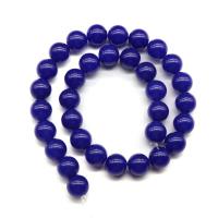 blauer Chalzedon Perle, rund, poliert, DIY & verschiedene Größen vorhanden, royalblau, verkauft per ca. 15.7 ZollInch Strang