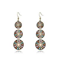 Tibetan Style Drop Earrings, Round, plated, vintage & enamel, more colors for choice, nickel, lead & cadmium free, 71x20mm, Sold By Pair