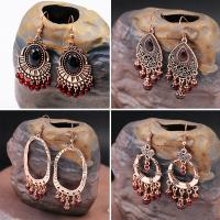 Fashion Fringe Earrings Zinc Alloy with Garnet antique brass color plated nickel lead & cadmium free Sold By Pair