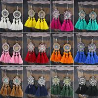 Fashion Fringe Earrings, Tibetan Style, Dream Catcher, enamel & with rhinestone, more colors for choice, nickel, lead & cadmium free, 73x23mm, Sold By Pair