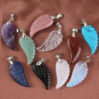 Brass Pendant with Gemstone Wing Shape silver color plated Unisex nickel lead & cadmium free Sold By PC