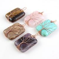 Gemstone Pendants Jewelry Brass with Gemstone Rectangle plated Unisex nickel lead & cadmium free Sold By PC