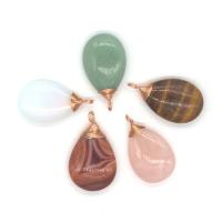 Gemstone Pendants Jewelry with Brass Teardrop rose gold color plated Unisex Sold By PC