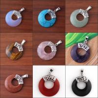 Gemstone Pendants Jewelry Brass with Gemstone Donut silver color plated Unisex nickel lead & cadmium free Sold By PC