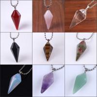 Gemstone Pendants Jewelry, rose gold color plated, Unisex, more colors for choice, 35x15mm, Sold By PC