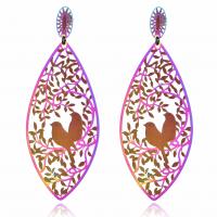 Stainless Steel Drop Earring stoving varnish for woman multi-colored Sold By Pair