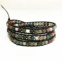 leather cord Wrap Bracelet, with Agate & Tibetan Style, Unisex, multi-colored, 610mm, 2PCs/Lot, Sold By Lot