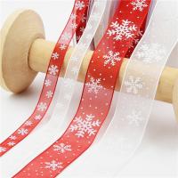 Polyester Ribbon, Snowflake, printing, different size for choice, more colors for choice, Sold By Spool