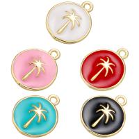 Brass Jewelry Pendants Round gold color plated DIY & enamel Sold By Lot