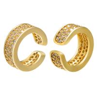 Brass Earring Clip plated micro pave cubic zirconia & for woman Sold By Lot