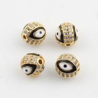 Rhinestone Brass Pendants, gold color plated, micro pave cubic zirconia, 8mm, Hole:Approx 1mm, 20PCs/Bag, Sold By Bag