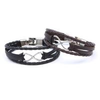 PU Leather Cord Bracelets with Zinc Alloy fashion jewelry & Unisex 20cm Sold By PC