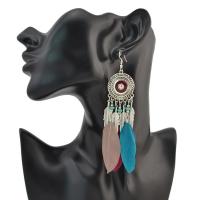 Mode Feather Earring, Zinc Alloy, met Veer, plated, mode sieraden & voor vrouw, meer kleuren voor de keuze, nikkel, lood en cadmium vrij, Verkocht door pair