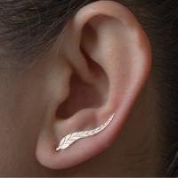 Tibetan Style Stud Earring, Leaf, plated, fashion jewelry & for woman, more colors for choice, nickel, lead & cadmium free, 4x25mm, Sold By Pair