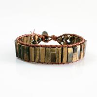 Bracelets de pierres précieuses, cordon en cuir, avec Pierre naturelle & alliage de zinc, unisexe, couleurs mélangées, 250mm, 2PC/lot, Vendu par lot
