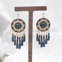 Fashion Fringe Earrings Zinc Alloy with Seedbead & turquoise Round plated mixed colors nickel lead & cadmium free Sold By Pair