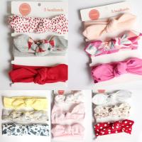 Headband Cotton Bowknot three pieces & elastic & handmade Length Approx 15 Inch Sold By Set