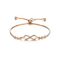 Brass Bracelet & Bangle, Round, plated, Adjustable & with 6 pcs rhinestone & for woman, more colors for choice, 240mm, Sold Per Approx 9.44 Inch Strand