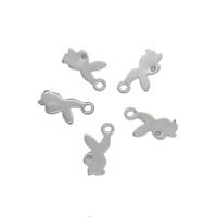 Stainless Steel Animal Pendants, 304 Stainless Steel, Rabbit, original color, 13x6x0.80mm, Hole:Approx 1mm, 100PCs/Bag, Sold By Bag