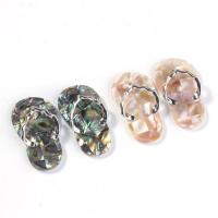 Natural Abalone Shell Pendants Gemstone Slipper silver color plated for woman Sold By PC
