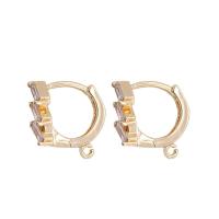 Brass Lever Back Earring Component gold color plated DIY & micro pave cubic zirconia metallic color plated Sold By Lot