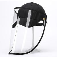 Cotton Face Shield Hat with PVC Plastic droplets-proof & sun protection black 52-60cm Sold By Lot