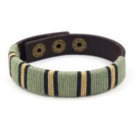 Cowhide Bracelet Faux Leather with Waxed Cotton Cord fashion jewelry & Unisex green 1.5cmx25cm Sold By PC