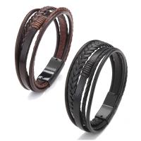 Bracelets cordon PU, cuir PU, avec alliage de zinc, bijoux de mode, plus de couleurs à choisir, 20cm, Vendu par PC