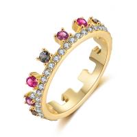 Brass Finger Ring, plated, different size for choice & for woman & with rhinestone, multi-colored, nickel, lead & cadmium free, Sold By PC