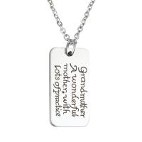 Stainless Steel Jewelry Necklace, Rectangle, Unisex & rolo chain & with letter pattern, original color, 18x32mm,2mm, Sold Per Approx 23.6 Inch Strand