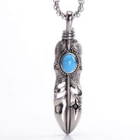 Titanium Steel Pendants with turquoise for man silver color Sold By Lot
