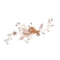 Alligator Hair Clip Zinc Alloy with Plastic Pearl Flower plated for bridal & with rhinestone nickel lead & cadmium free 180*50mm Sold By PC