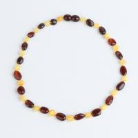 Natural Gemstone Necklace, Amber, with Cotton Thread, fashion jewelry & for children, more colors for choice, 32-33cm, Sold By Strand
