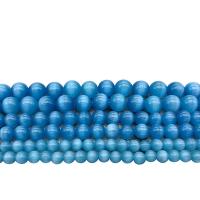 Cats Eye Beads Round polished DIY blue Sold By Strand
